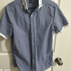 Michael Kors Blue and White Casual Button Down Shirt